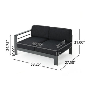 English Elm Cape Coral Outdoor Sectional Sofa Set with Aluminum Frame and Glass Top Coffee Table 57589.00GRY