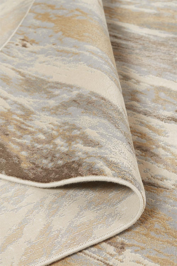 Feizy Rugs Parker Abstract Distressed Rug - Contemporary Viscose And Polyester Design For Modern Interiors Ivory,Tan,Brown Viscose,Polyester Prk3704fbgebluh00