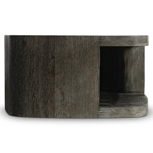 Bernhardt Bernhardt Boyle Sculptural Oak Cocktail Table With Porcini Top, Lower Shelf & Heavy-Duty Casters 565015