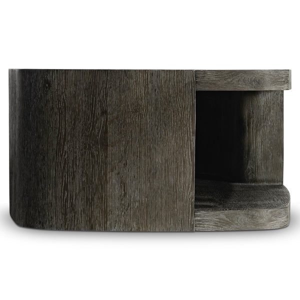 Bernhardt Bernhardt Boyle Sculptural Oak Cocktail Table With Porcini Top, Lower Shelf & Heavy-Duty Casters 565015