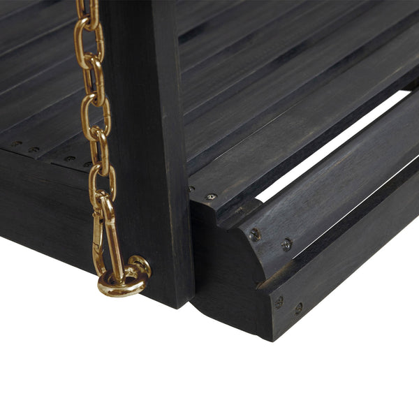 English Elm Tasmania Acacia Hardwood Porch Swing Slatted Outdoor Bench with Hanging Chains 69655.00DGRY