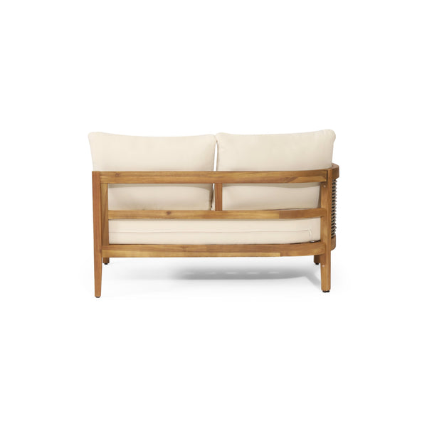 English Elm Crowne Five Piece Outdoor Chat Set Acacia Wood Woven Rattan Resort Patio Lounge 73149.00-74129-30-31