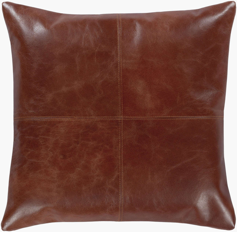 Surya Barrington Rustic 18" Accent Pillow - Unique Cotton & Leather Blend, Perfect For Lodge Home Decor! Brown Leather,Cotton Bgn001-1818