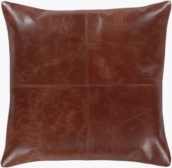Surya Barrington Rustic 18" Accent Pillow - Unique Cotton & Leather Blend, Perfect For Lodge Home Decor! Brown Leather,Cotton Bgn001-1818