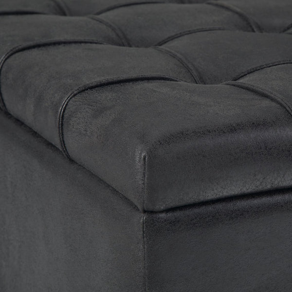 English Elm Harrison Coffee Table Storage Ottoman - Versatile Distressed Black Faux Leather With Hidden Storage B136P159141