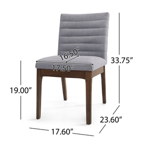 English Elm Christopher Knight Home® - DINING Chair Set of 2 Dark Grey Mid-Century Upholstered Fabric Seats with Channel Stitching & Splayed Rubberwood Legs 73471.00