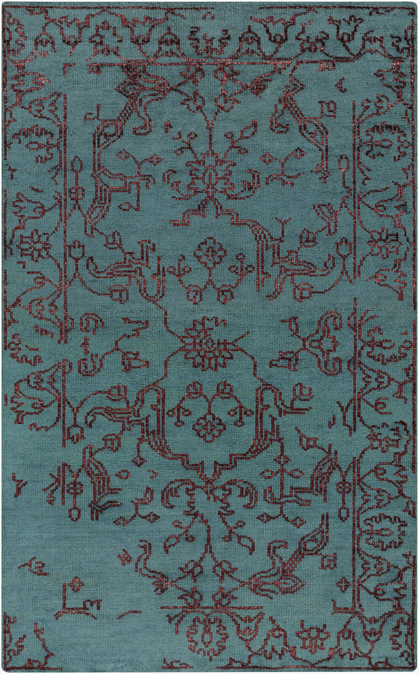 Surya Bagras Bgr-6002 Handmade Wool & Viscose 2' X 3' Rug - Luxurious Comfort & Modern Style For Your Home Teal Wool,Viscose Bgr6002-23