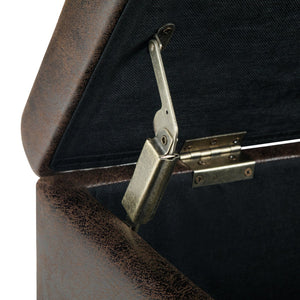 English Elm Dover Distressed Brown Storage Ottoman Bench – Stylish Vegan Leather, Child-Safe Hinge & Hidden Space B136P159038