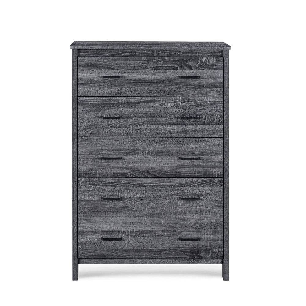 English Elm Christopher Knight Home® - Toolless 5-Drawer Chest with Faux Wood Finish, Moisture-Resistant MDF, Sleek Bar Handles, Compact Storage DARK GREY 72039.00SONGRY