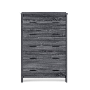 English Elm Christopher Knight Home® - Toolless 5-Drawer Chest with Faux Wood Finish, Moisture-Resistant MDF, Sleek Bar Handles, Compact Storage DARK GREY 72039.00SONGRY