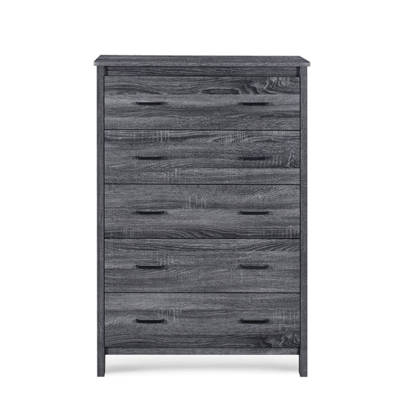 English Elm Christopher Knight Home® - Toolless 5-Drawer Chest with Faux Wood Finish, Moisture-Resistant MDF, Sleek Bar Handles, Compact Storage DARK GREY 72039.00SONGRY