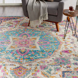 Nourison Passion PSN22 Machine Made Power-loomed Narrow Border Indoor Only Transitional Bohemian Rug Ivory,Multi, Ivory 100% Polypropylene 99446717924