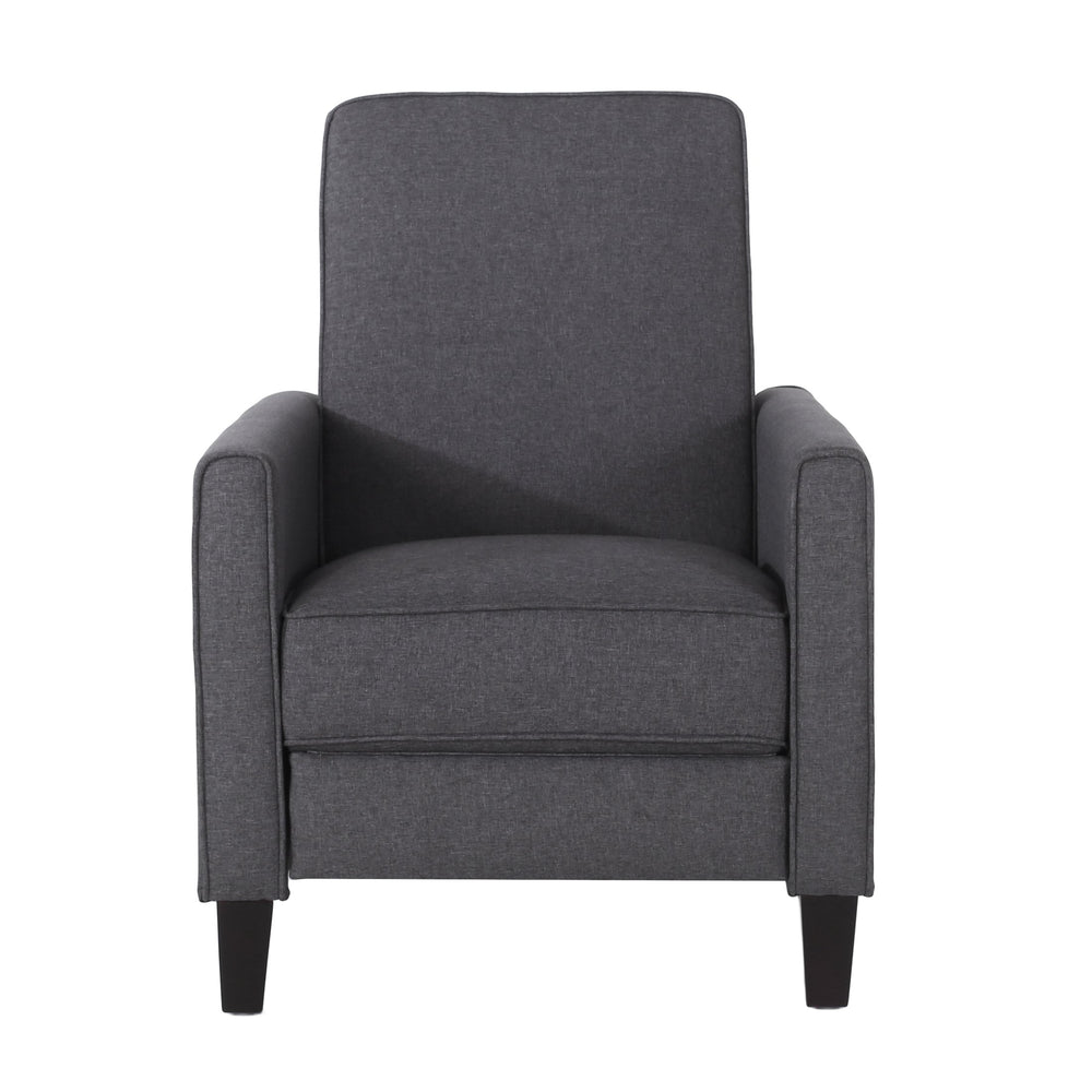 English Elm Christopher Knight Home® - Smoke Low-Profile Fabric Push Back Recliner Chair for Small Spaces, Tapered Legs & Pipe Edge Accents 52422.00FSMK