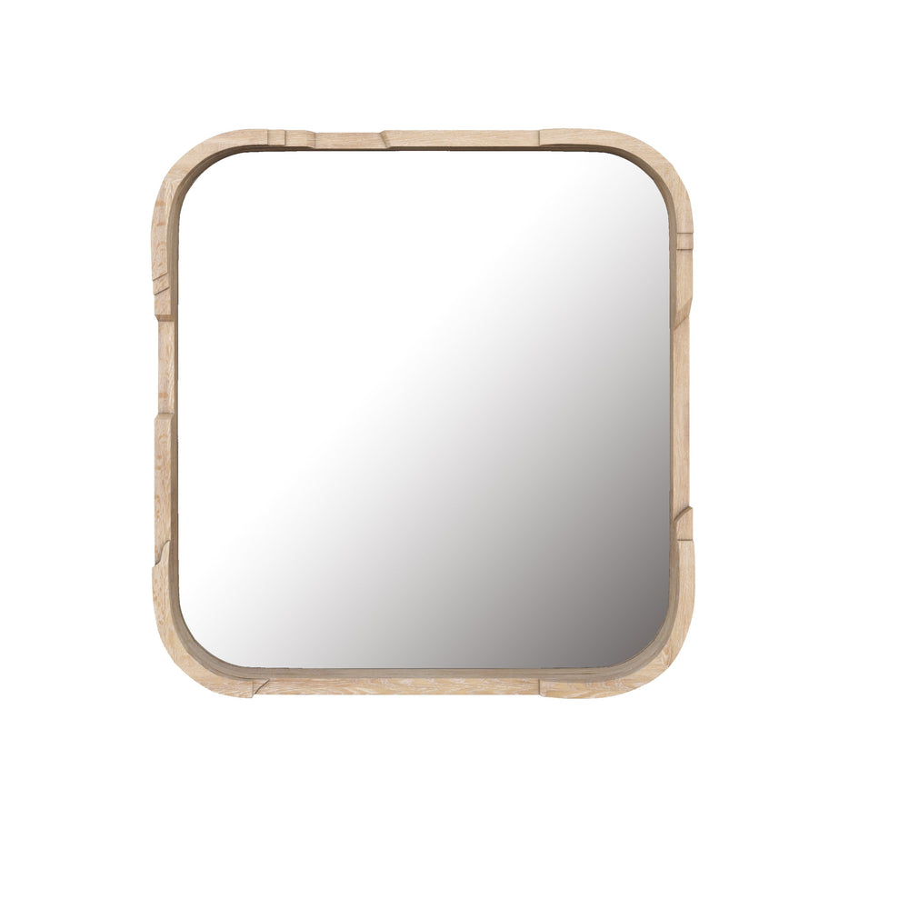 A.R.T. Furniture Post Square Accent Mirror - Cracked Almond Finish With Multi-level Texture - Unique Wall Art Piece Light Brown Ash & Pine Solid,Resin,Glass 288123-2355