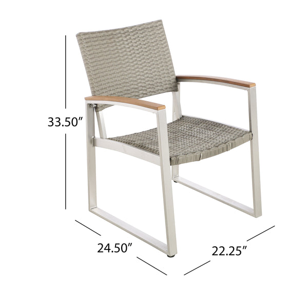 English Elm Christopher Knight Home® - Glasgow Grey Rattan Dining Chair – Stylish, Weather-Ready Comfort For Outdoor Spaces & Gatherings 62759.00PEMGRY