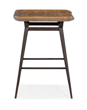 Hooker Furniture Big Sky Stool Vintage Natural Shaped Wood Seat With Industrial Metal Base - Rustic Comfort Design 6700-50008-80