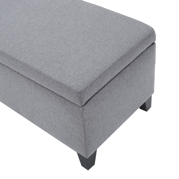 English Elm Ottoman Bench Seat with Lift Top Hidden Storage Polyester Upholstered Entryway Piece Grey 60159.00GRY