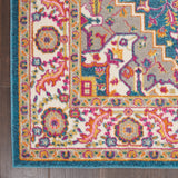 Nourison Passion PSN20 Machine Made Power-loomed Floral Border Indoor Only Bohemian  Rug Teal Multicolor, Teal Multicolor 100% Polypropylene 99446486547