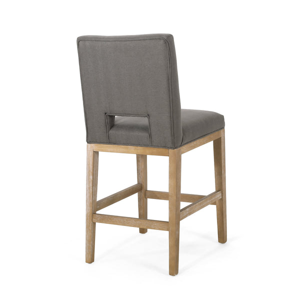English Elm Christopher Knight Home® - COUNTER Grey Fabric Counter Stool with Padded Back, Sustainable Wooden Frame, Compact Comfort Seat 72489.00DPGRY