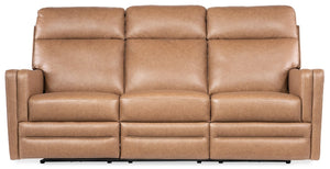 Hooker Furniture Twain Zero Gravity Power Sofa With Usb, Semi-Aniline Leather, Power Headrest & Lumbar Support SS645-PHZL3-080