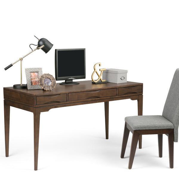 English Elm Harper Desk In Walnut Brown - Mid-Century Modern Design With Storage & Compact Workspace Solutions B136P158168