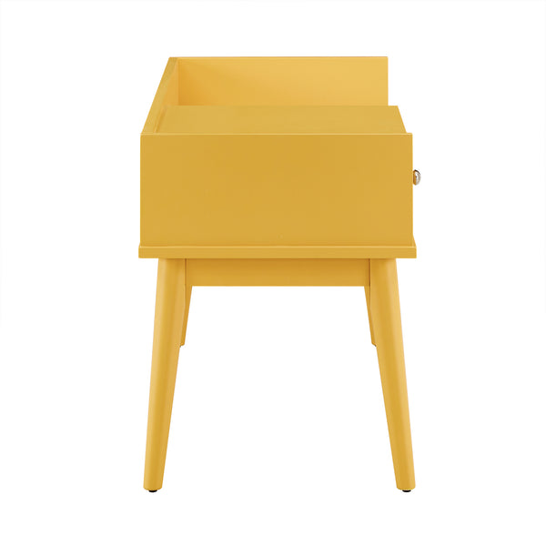 Homelegance By Top-Line Aeron 1-Drawer Cushioned Entryway Bench Yellow Rubberwood