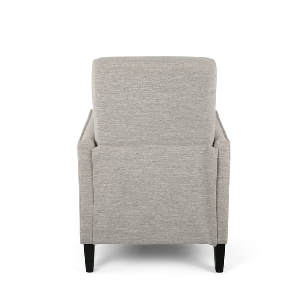 English Elm Pushback Recliner Accent Chair Solid Birch Frame Rivet Detail Mid-century Living Room Seat Light Grey 65532.00LGRY