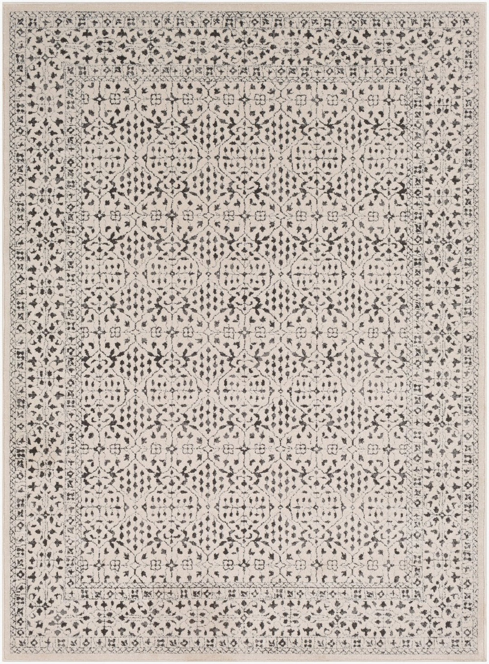 Livabliss Bahar Turkish Machine Woven Geometric Rug for Entryways Hallways and High Traffic Spaces Charcoal, Light 2' x 2'11" BHR2308-23