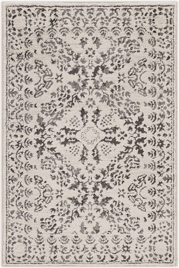 Livabliss Bahar Traditional Turkish Area Rug High Low Pile Polypropylene Living Room Floor Charcoal, Light 2' x 2'11" BHR2318-23