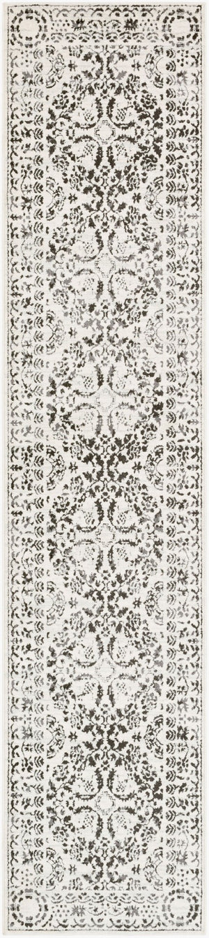 Livabliss Bahar Traditional Turkish Area Rug High Low Pile Polypropylene Living Room Floor Charcoal, Light 2'7" x 12' BHR2318-2712