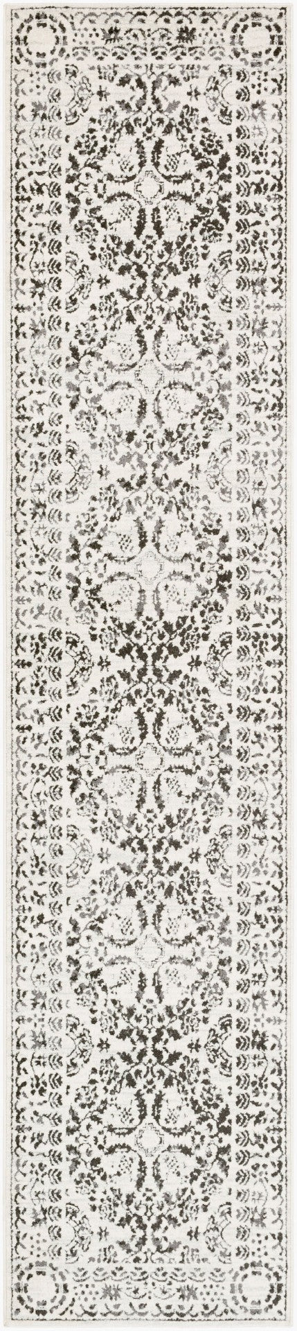 Livabliss Bahar Traditional Turkish Area Rug High Low Pile Polypropylene Living Room Floor Charcoal, Light 2'7" x 12' BHR2318-2712