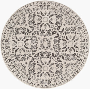 Livabliss Bahar Traditional Turkish Area Rug High Low Pile Polypropylene Living Room Floor Charcoal, Light 5'3" x 5'3" BHR2318-53RD