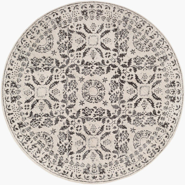 Livabliss Bahar Traditional Turkish Area Rug High Low Pile Polypropylene Living Room Floor Charcoal, Light 5'3" x 5'3" BHR2318-53RD
