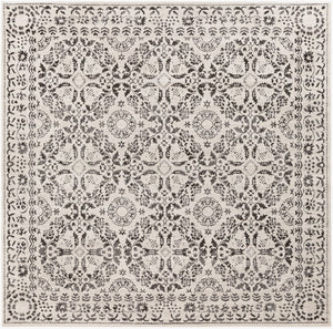 Livabliss Bahar Traditional Turkish Area Rug High Low Pile Polypropylene Living Room Floor Charcoal, Light 6'7" x 6'7" BHR2318-67SQ