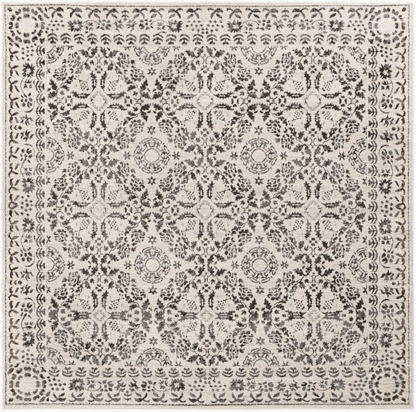 Livabliss Bahar Traditional Turkish Area Rug High Low Pile Polypropylene Living Room Floor Charcoal, Light 6'7" x 6'7" BHR2318-67SQ