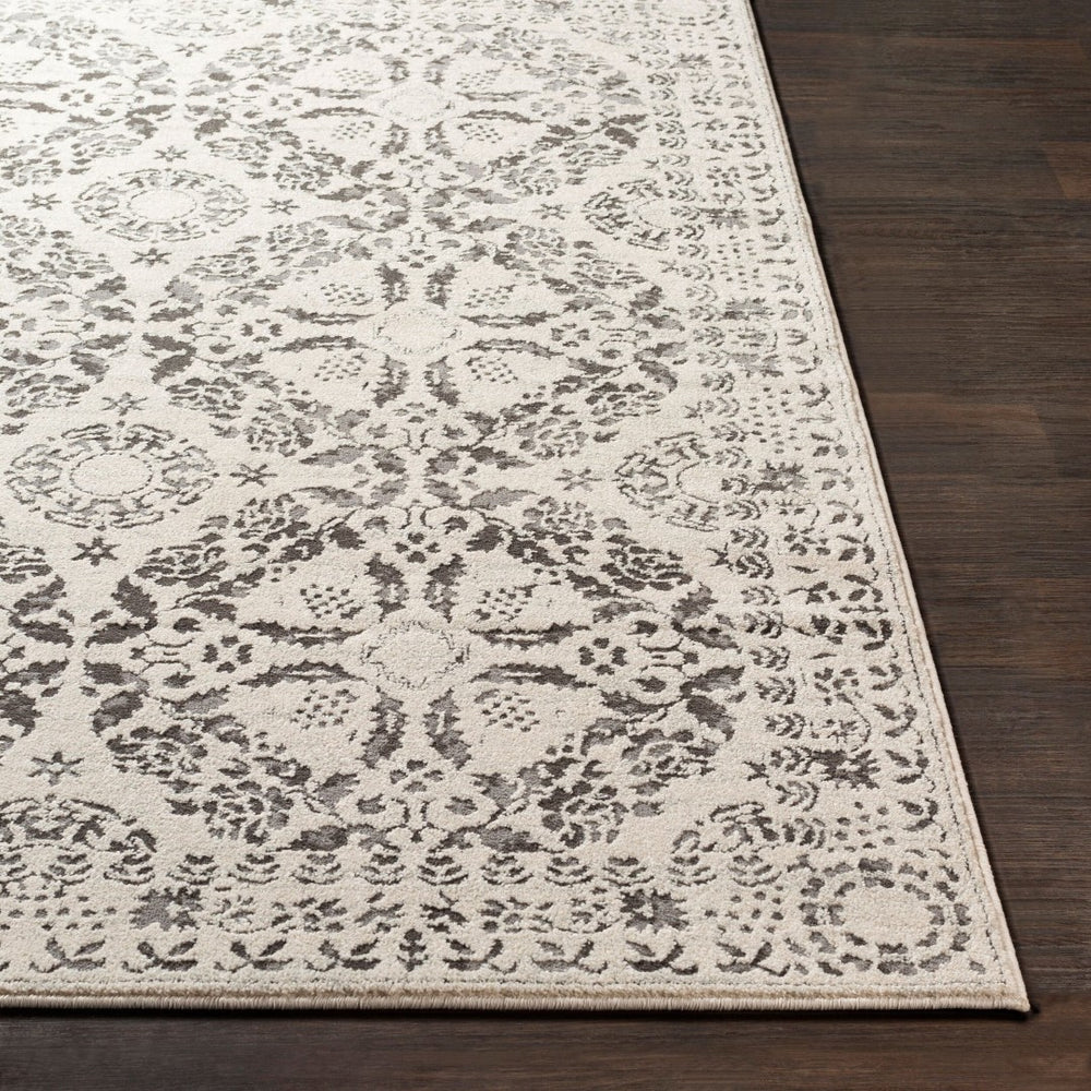 Livabliss Bahar Traditional Turkish Area Rug High Low Pile Polypropylene Living Room Floor Charcoal, Light 5'3" x 5'3" BHR2318-53RD