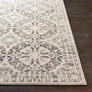 Livabliss Bahar Traditional Turkish Area Rug High Low Pile Polypropylene Living Room Floor Charcoal, Light 6'7" x 6'7" BHR2318-67SQ