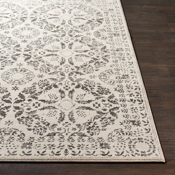 Livabliss Bahar Traditional Turkish Area Rug High Low Pile Polypropylene Living Room Floor Charcoal, Light 6'7" x 6'7" BHR2318-67SQ