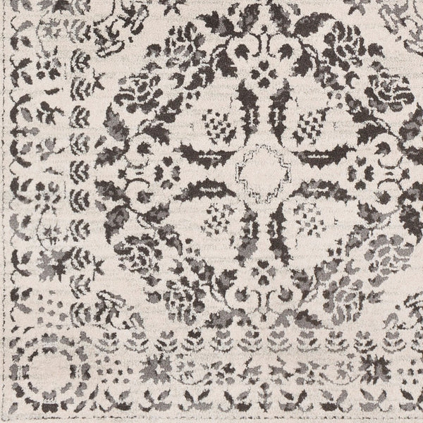 Livabliss Bahar Traditional Turkish Area Rug High Low Pile Polypropylene Living Room Floor Charcoal, Light 6'7" x 6'7" BHR2318-67SQ