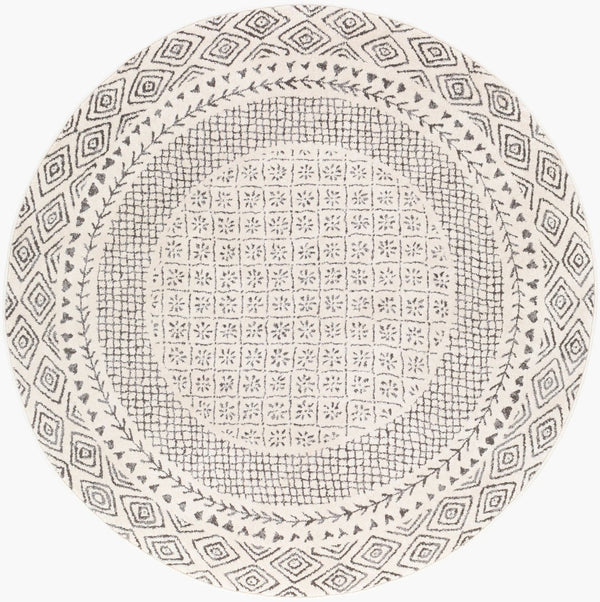 Livabliss Bahar Global Motif Machine Woven Indoor Rug Polypropylene Blend for Living Rooms Light Beige, Ch 5'3" x 5'3" Round BHR2321-53RD