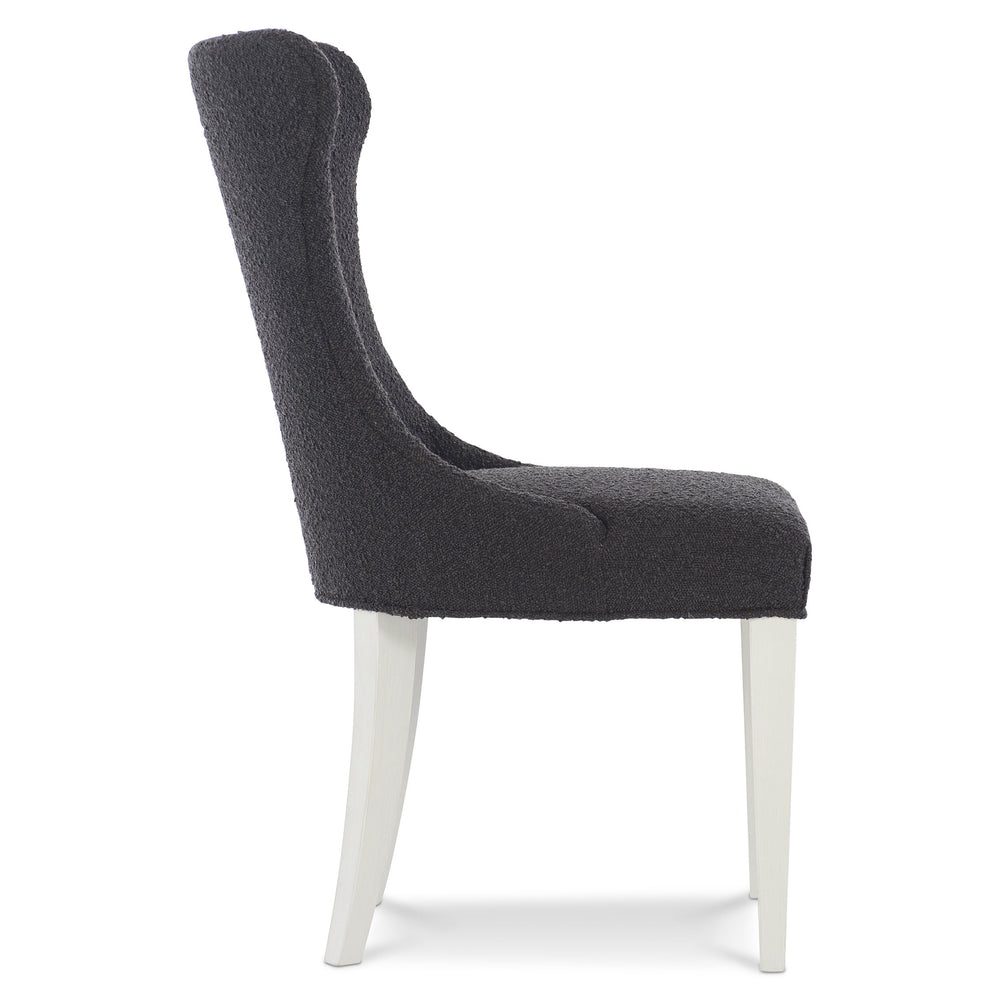 Bernhardt Bernhardt Tufted Silhouette Side Chair Dark Bouclé — Hourglass Back, Tapered & Sabre Legs, Glam Finish 307547
