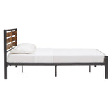 Homelegance By Top-Line Daxton Low Profile Metal Platform Bed with Wood Finish Panels Grey Metal