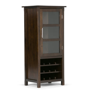 English Elm Avalon Handcrafted High Storage Wine Rack Cabinet with 12-Bottle Rack, Tempered Glass Door, Solid Wood Finish Dark Brown B136P158444