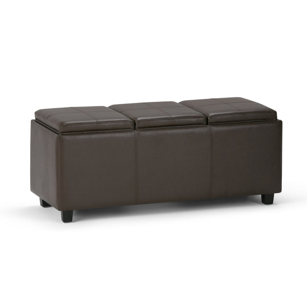 English Elm Avalon Chocolate Brown Storage Ottoman – Stylish Faux Leather With Hidden Storage & Serving Trays B136P158110