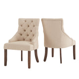 Homelegance By Top-Line Ophilia Linen Curved Back Tufted Dining Chairs (Set of 2) Brown Wood