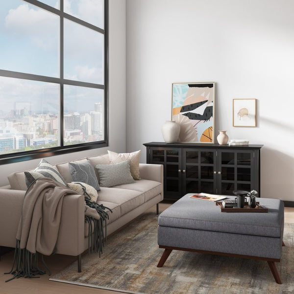 English Elm Owen Square Storage Ottoman - Stylish Slate Grey Coffee Table With Hydraulic Lift & Multi-Use Design B136P159178-GIGA