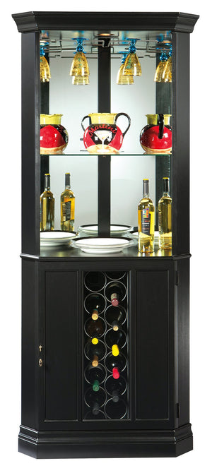 Hekman Furniture 690000 Elegant Wine & Bar Cabinet With Ample Storage, Touch-lite & Glass Panels For Stylish Home Decor Black Satin Piedmont Vii Corner Wine Cabinet 690048