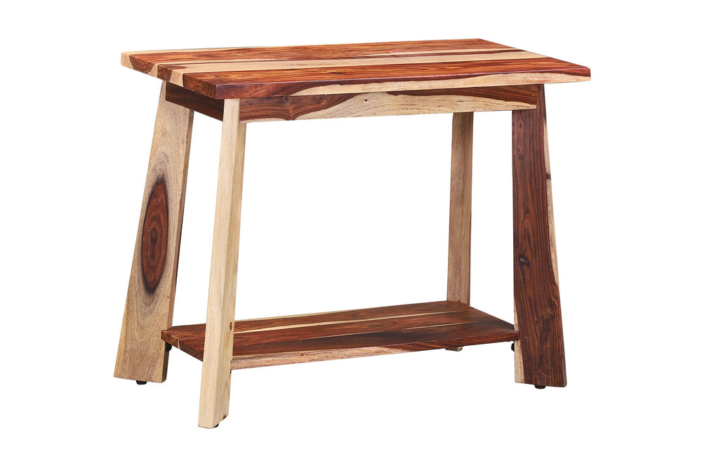 Porter Designs Kalispell Solid Sheesham Wood End Table - Artisan Crafted, Timeless Elegance & Style Natural Wood 05-196-26-2419