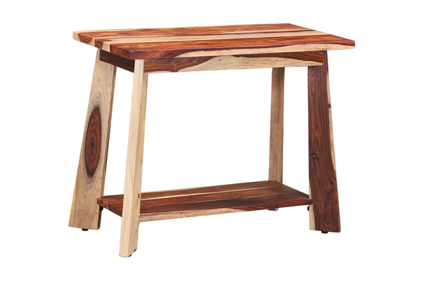 Porter Designs Kalispell Solid Sheesham Wood End Table - Artisan Crafted, Timeless Elegance & Style Natural Wood 05-196-26-2419
