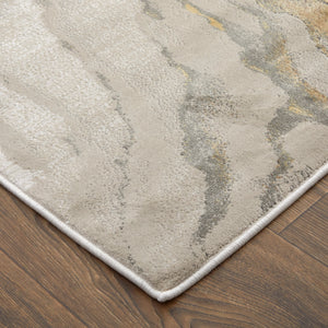 Feizy Rugs Waldor Modern Abstract Rug - Elegant High-low Pile Design For Chic Home Decor, Crafted In Turkey Gold,Ivory,Gray Polypropylene,Polyester 7353602fivy000i71